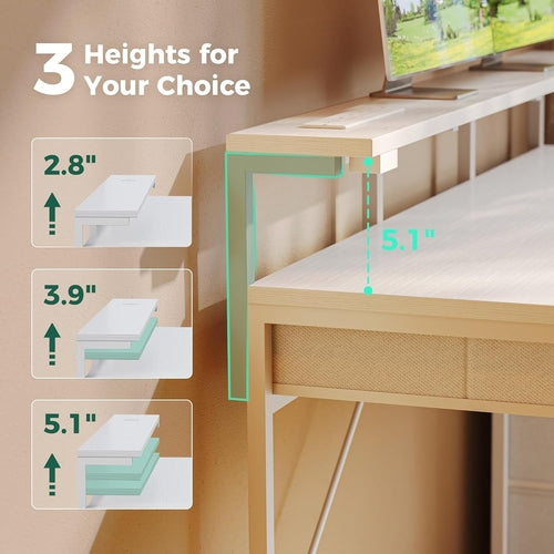 Gaming Desk with 6 Drawers, Computer Desk with LED Lights Power