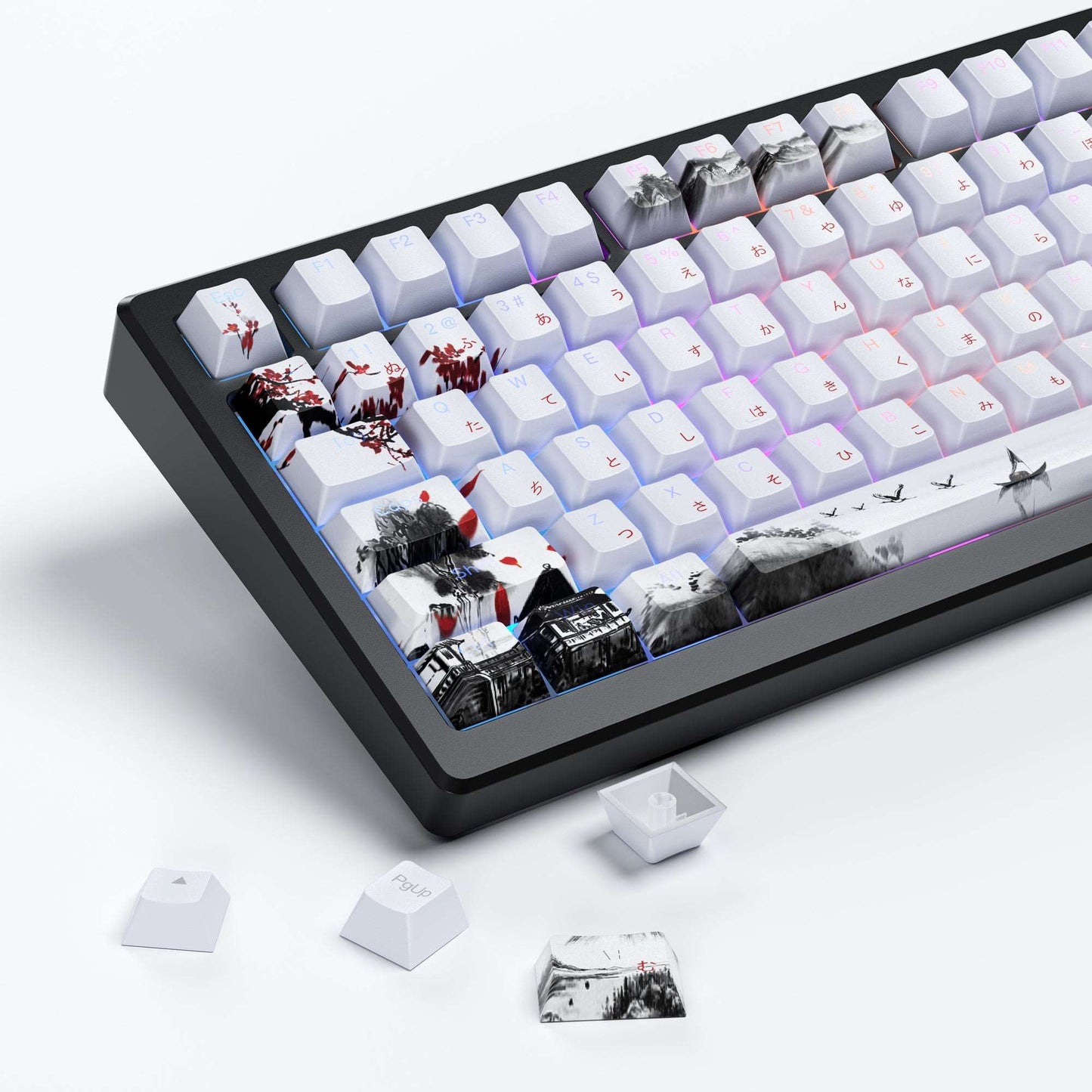 XVX  Plum Blossom Cherry Profile Double shot  5-sided Dye-Sub PBT Keycap Set (127-Key)