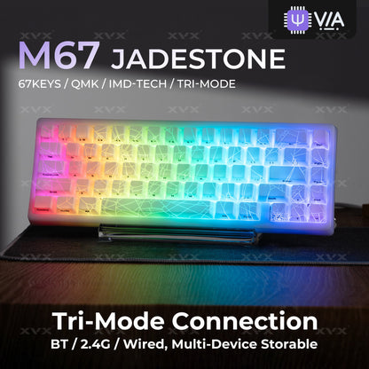 XVX M67 JadeStone Mechanical Keyboard With IMD-Tech Keycaps (SPIDER WEB Version Pattern)（Tri-Mode）