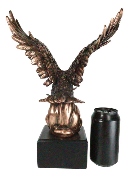Electroplated Bronze Resin Bald Eagle with Open Wings Swooping over Water Statue