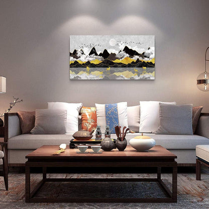 Stunning Black and White Abstract Mountain Canvas Art - Perfect for Living Room, Office, Bedroom, and Bathroom Decor