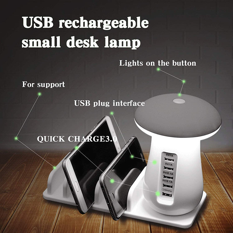 2 In 1 Mushroom Lamp LED USB Charger