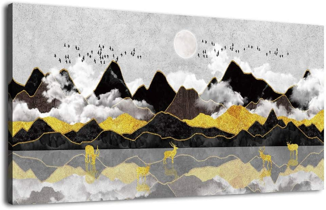 Stunning Black and White Abstract Mountain Canvas Art - Perfect for Living Room, Office, Bedroom, and Bathroom Decor