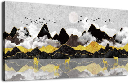 Stunning Black and White Abstract Mountain Canvas Art - Perfect for Living Room, Office, Bedroom, and Bathroom Decor