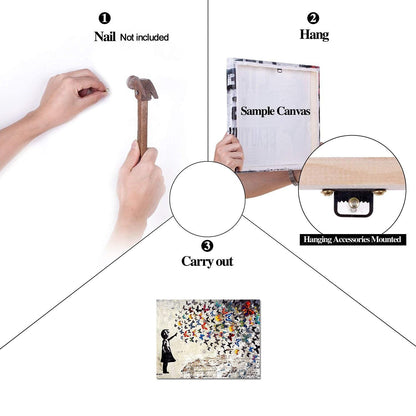 Colorful Graffiti Street Canvas Wall Art Funny Butterfly Banksy Street Art Mu...