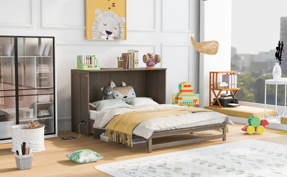Queen Size Murphy Bed with Built-In Charging Station  Antique Grey