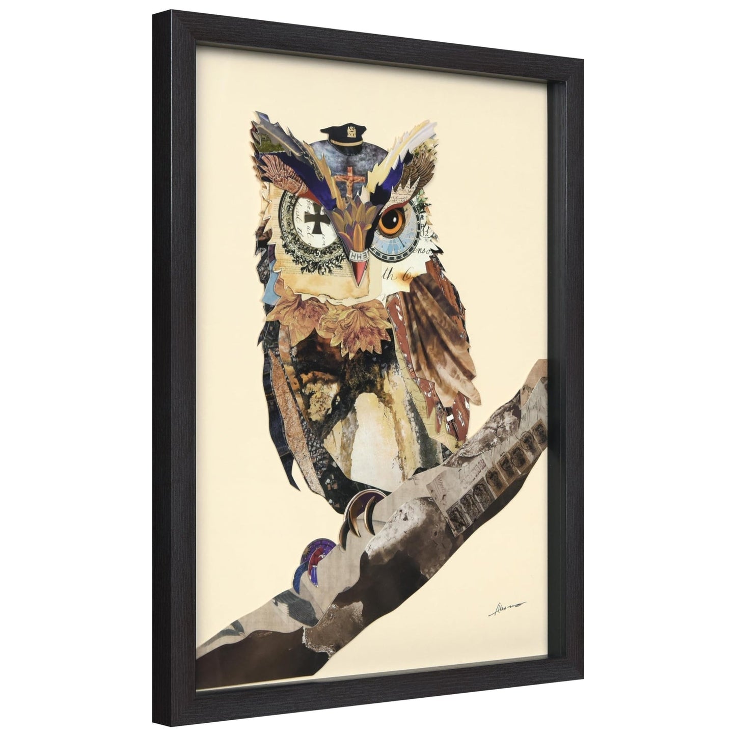 Empire Art Direct "The Wisest Owl" Dimensional Art Collage Hand Signed by Ale...