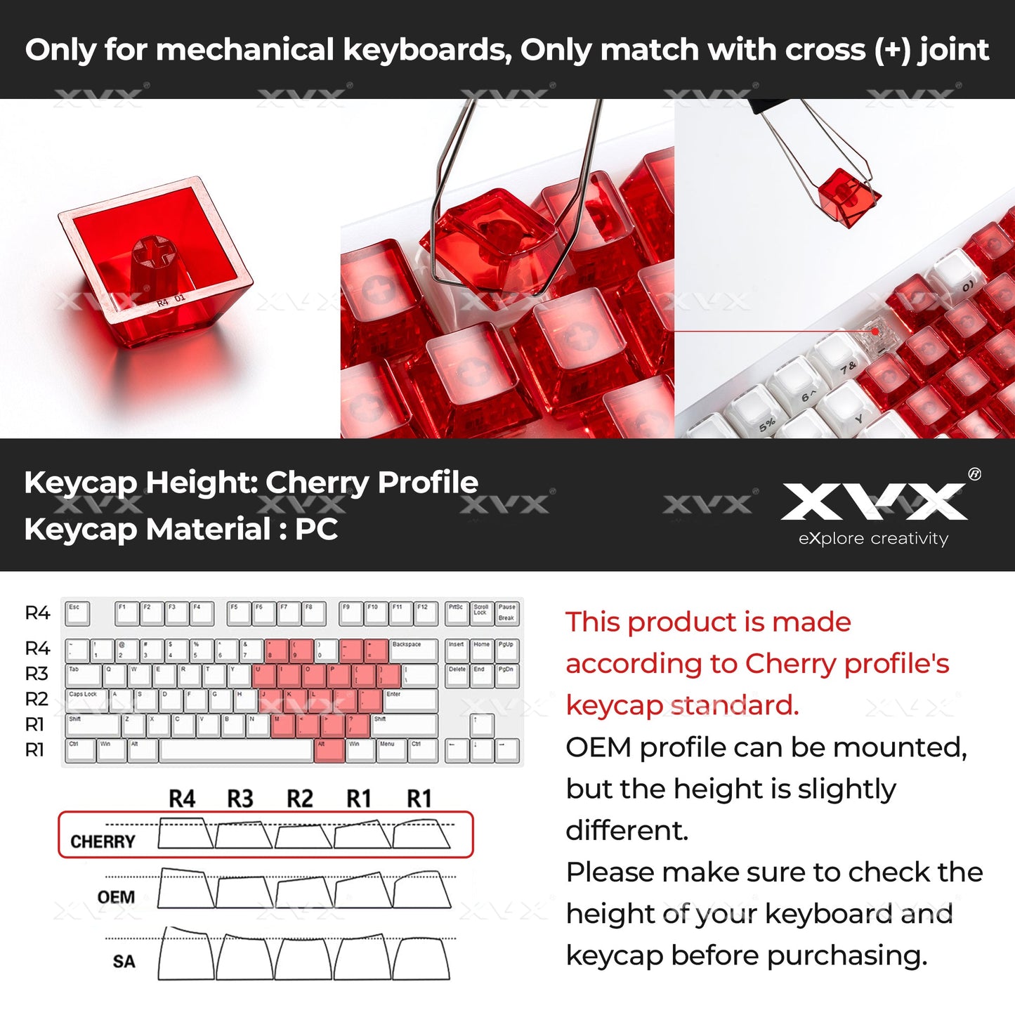 XVX Fizz Kit Cherry Profile Keycaps 21-Key