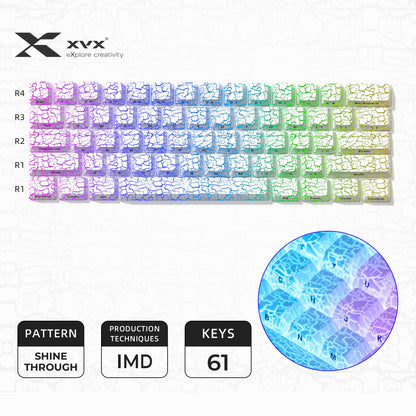 XVX Ice Crack series Pattern Shine-Through OEM Profile IMD-Tech Keycap Set
