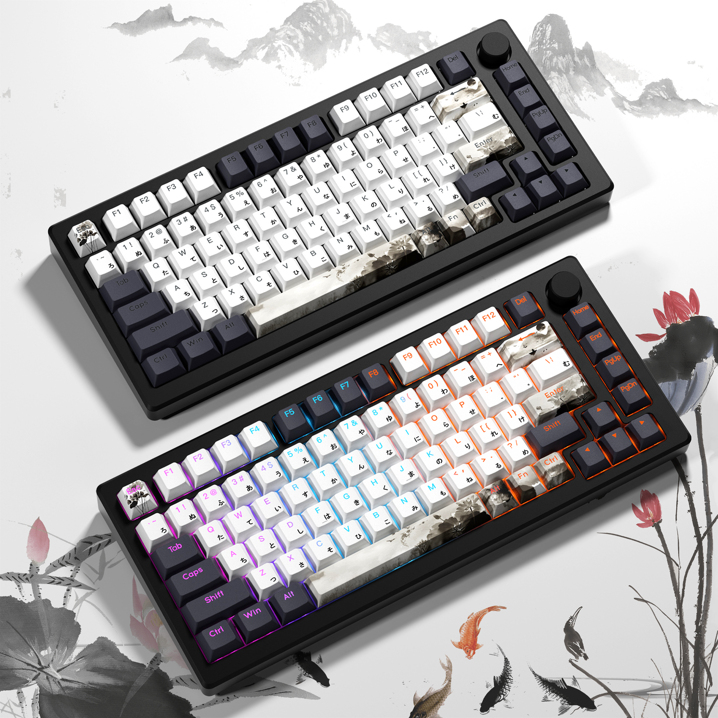 XVX  Lotus Cherry Profile Shine Through Double shot  5-sided Dye-Sub PBT Keycap Set (133-Key)