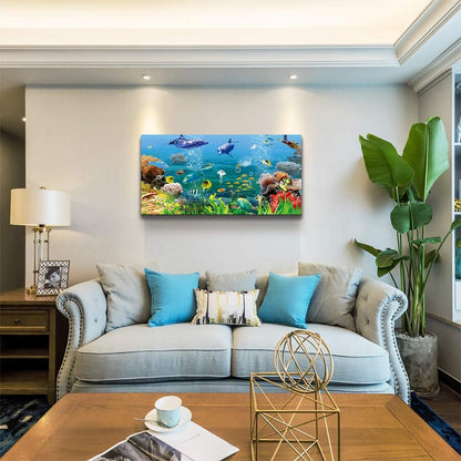 Stunning Coral and Fish Canvas Wall Art - Modern Ocean Theme Decor Ready to Hang for Your Living Room