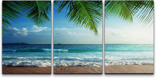 Stunning Sunset on Seychelles Beach - 3-Piece Canvas Art Set (16"x24")