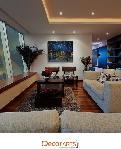 Starry Night Over the Rhone by Van Gogh - Premium Giclee Canvas Print for Stunning Wall Decor (30x24x1.5 inches)