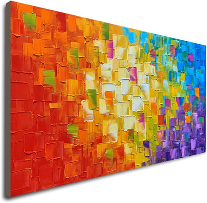 Stunning Hand-Painted Abstract Oil Painting on Canvas - Framed Wall Art, 40x20 Inches, Ready to Hang