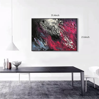 Stunning Large Hand-Painted Red & Blue Textured Canvas Wall Art - Ideal for Living Room, Bedroom & Office Décor (36x24 Inch)