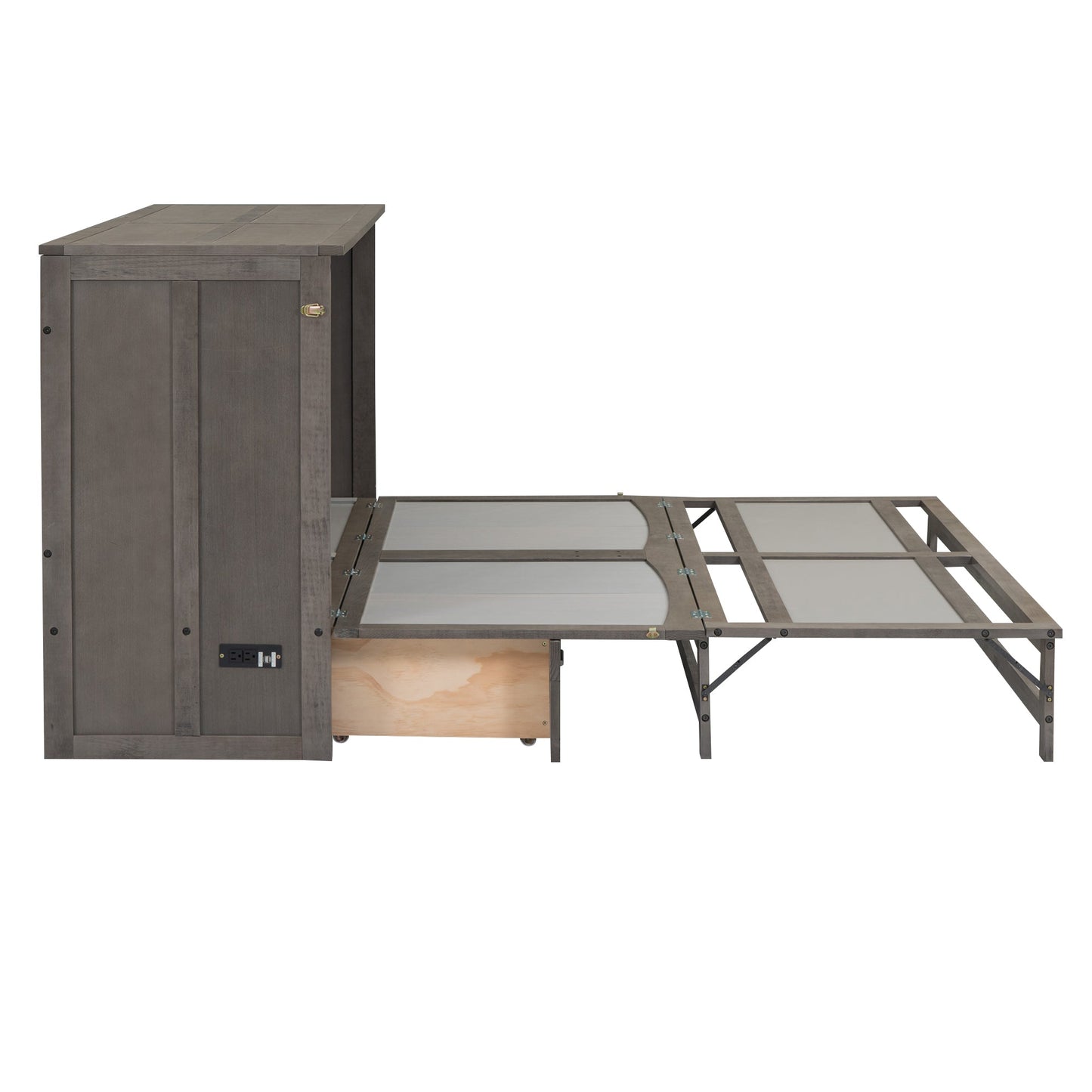 Queen Size Murphy Bed with Built-In Charging Station  Antique Grey