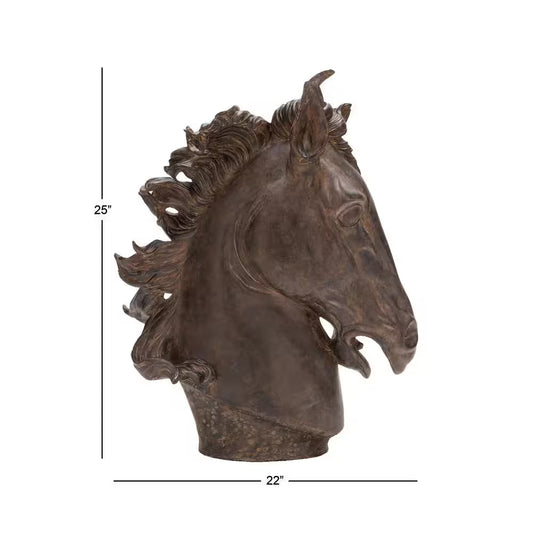 7 In. X 25 In. Brown Polystone Horse Sculpture