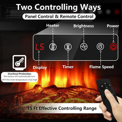 Fireplace TV Stand with 18''Fireplace, Modern Entertainment Center for