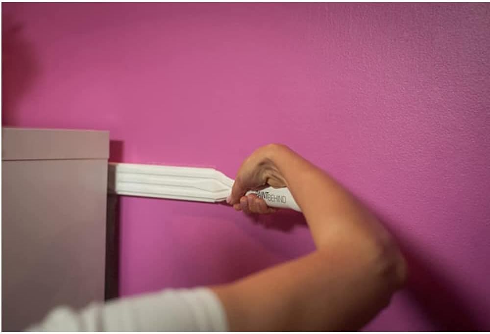 PAINT BEHIND -16 in L x 12 in W x 19 in H - Nylon Tool w/Paint Stir Stick- Easily Hard to Reach Areas, Flat Paint Brush, Toilet Wall Painting Supplies for Home Improvement Paint Kit