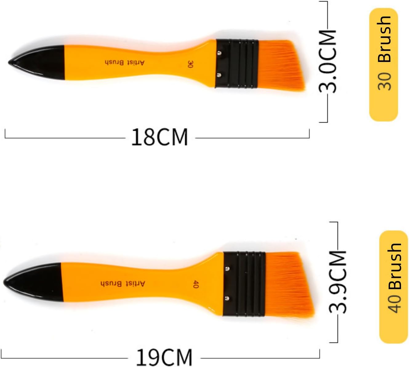 3 Piece Pro Grade Paint Brush Set 2" Angle Acrylic Painting Brushes for All Latex and Oil Paints, Stains, Wall, Home Improvement, Interior and Exterior Use