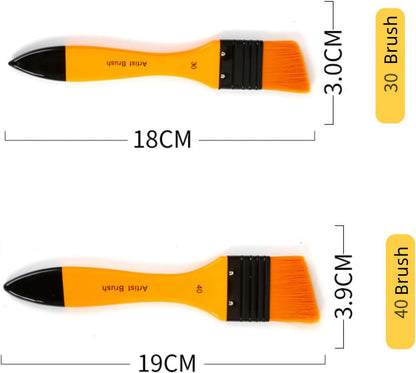3 Piece Pro Grade Paint Brush Set 2" Angle Acrylic Painting Brushes for All Latex and Oil Paints, Stains, Wall, Home Improvement, Interior and Exterior Use
