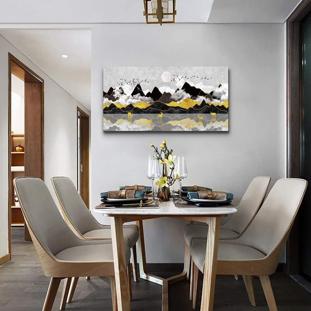 Stunning Black and White Abstract Mountain Canvas Art - Perfect for Living Room, Office, Bedroom, and Bathroom Decor