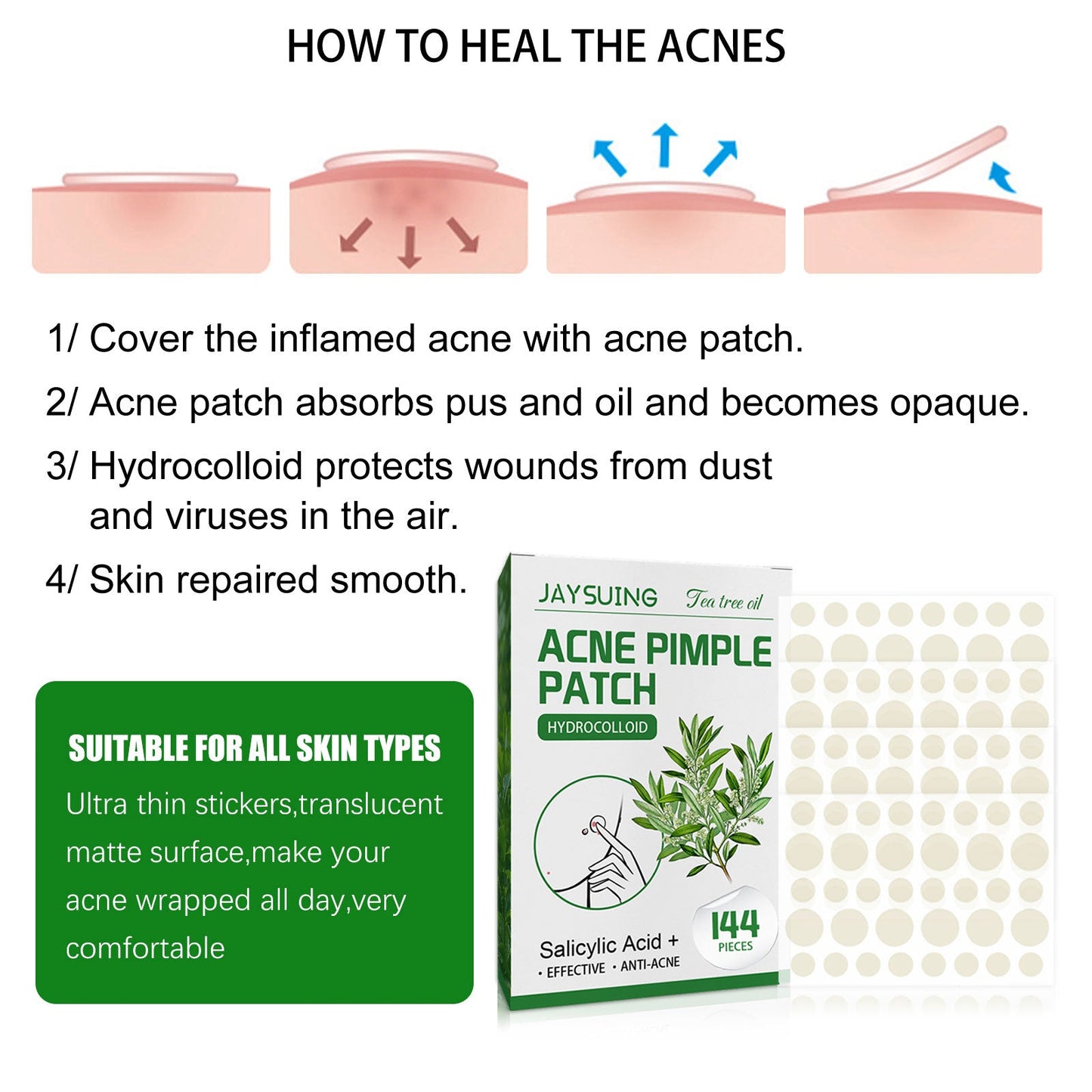 Waterproof Invisible Acne Patch Lighten Acne Acne Print Moisturizing Repair Clear Patch