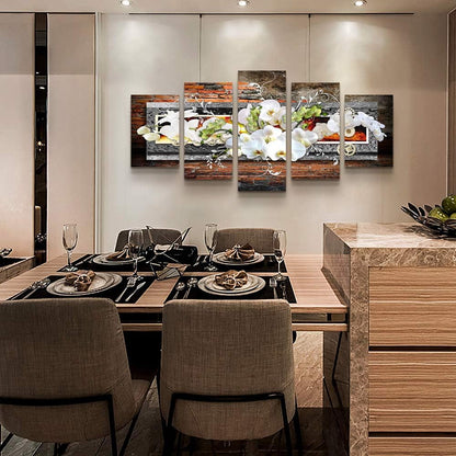 Stunning 5-Piece Orchid Canvas Wall Art - Large Abstract Flower Prints for Modern Living Room Decor - Framed & Ready to Hang!