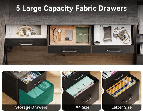 79 Inch L Shaped Desk with File Drawers, Reversible L Shaped Gaming