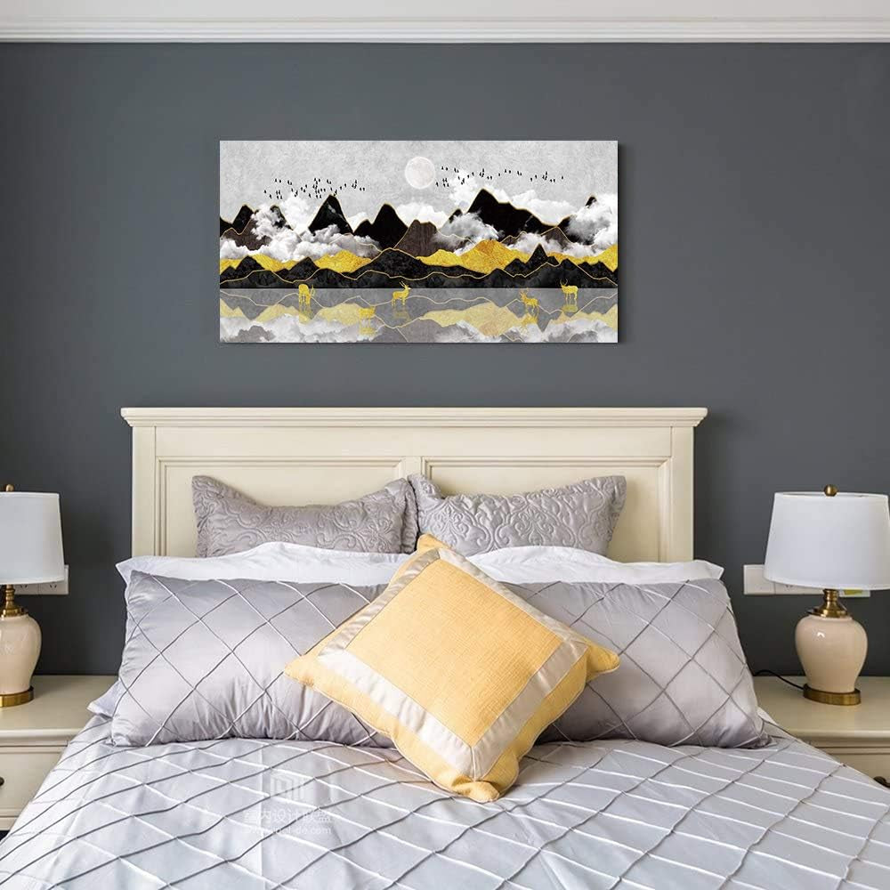 Stunning Black and White Abstract Mountain Canvas Art - Perfect for Living Room, Office, Bedroom, and Bathroom Decor