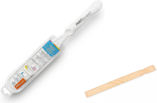 PAINT BEHIND -16 in L x 12 in W x 19 in H - Nylon Tool w/Paint Stir Stick- Easily Hard to Reach Areas, Flat Paint Brush, Toilet Wall Painting Supplies for Home Improvement Paint Kit