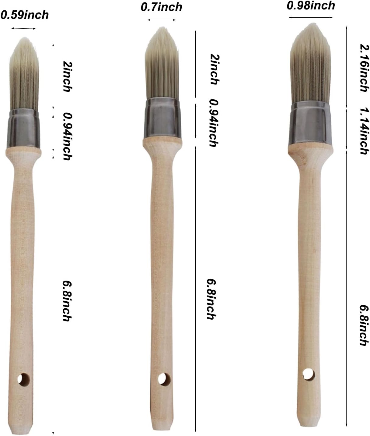 Paint Brushes Set of 8，Small Trim Edge Oil Paint Brushes,Round and Flattened Angled Painting Tools with Wooden Handle for Walls and Home Improvement