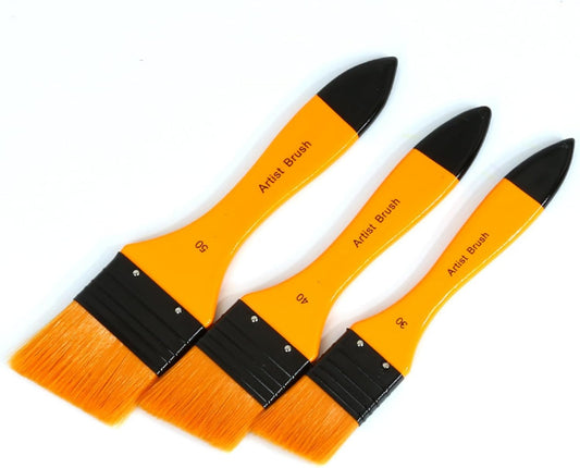 3 Piece Pro Grade Paint Brush Set 2" Angle Acrylic Painting Brushes for All Latex and Oil Paints, Stains, Wall, Home Improvement, Interior and Exterior Use