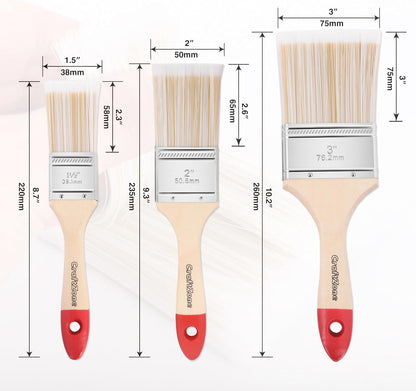 Paint Brush Set – 3-Pack, 1.5", 2", & 3" Paint Brushes for All Latex and Oil Paints & Stains – Perfect for Home Improvement, Interior & Exterior Use