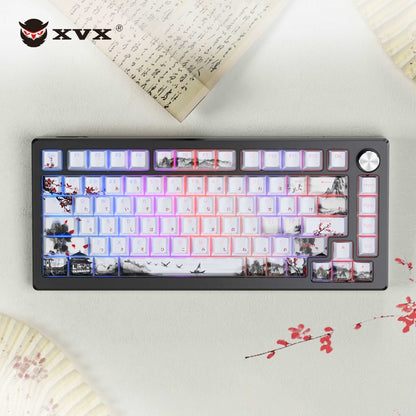 XVX  Plum Blossom Cherry Profile Double shot  5-sided Dye-Sub PBT Keycap Set (127-Key)