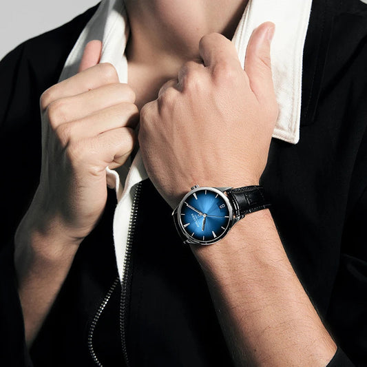 Men's Automatic Watch with 80-Hour Power Reserve - Blue Dial