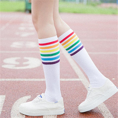 Women's Striped Knee-High Cotton Socks