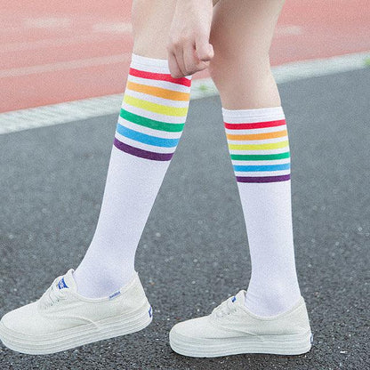 Women's Striped Knee-High Cotton Socks