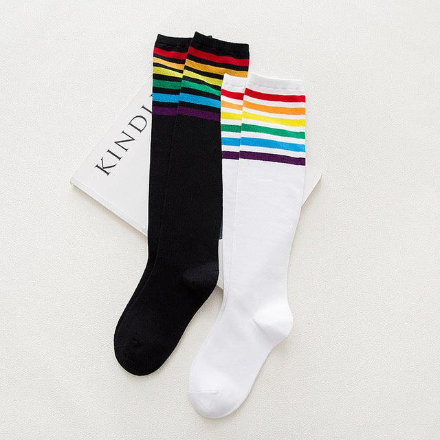 Women's Striped Knee-High Cotton Socks