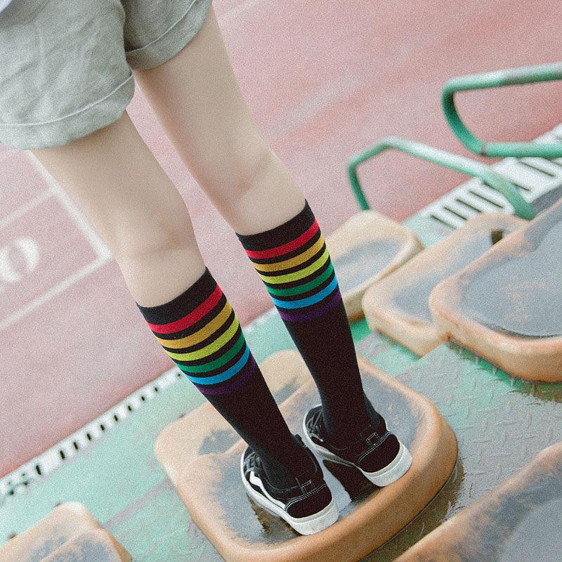 Women's Striped Knee-High Cotton Socks