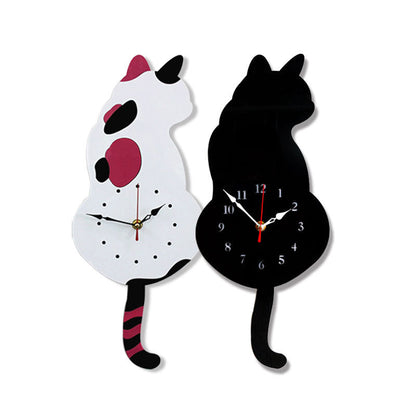 Cartoon art clock home decoration living room wagging tail cat children's room creative wall clock