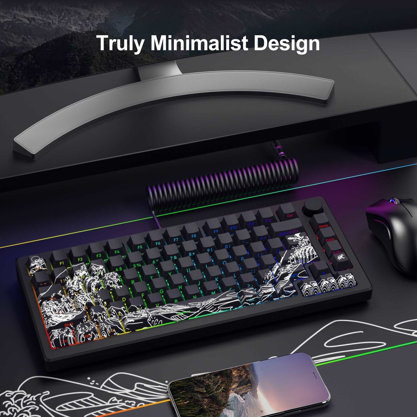 XVX Wave of Kanagawa Cherry Profile Side Print Dye-sub PBT Keycap Set (131-Key)