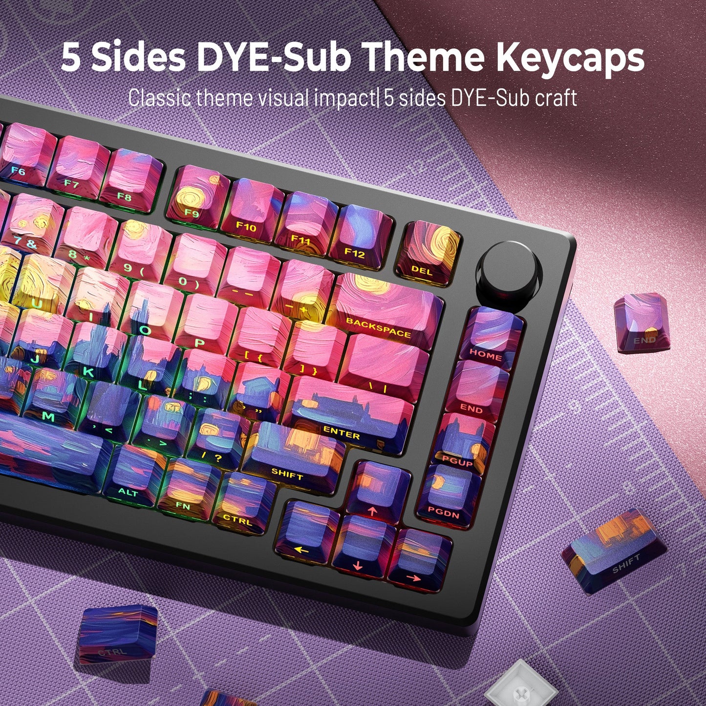 XVX  Van Gogh's Starry Night  Cherry Profile Double shot  Dye-Sub PBT Keycap Set 134-Key