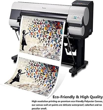 Colorful Graffiti Street Canvas Wall Art Funny Butterfly Banksy Street Art Mu...