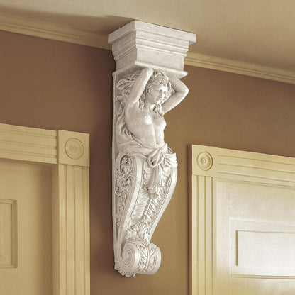 Exquisite  Caryatid Wall Sculpture in Antique Stone - 8.5" x 7