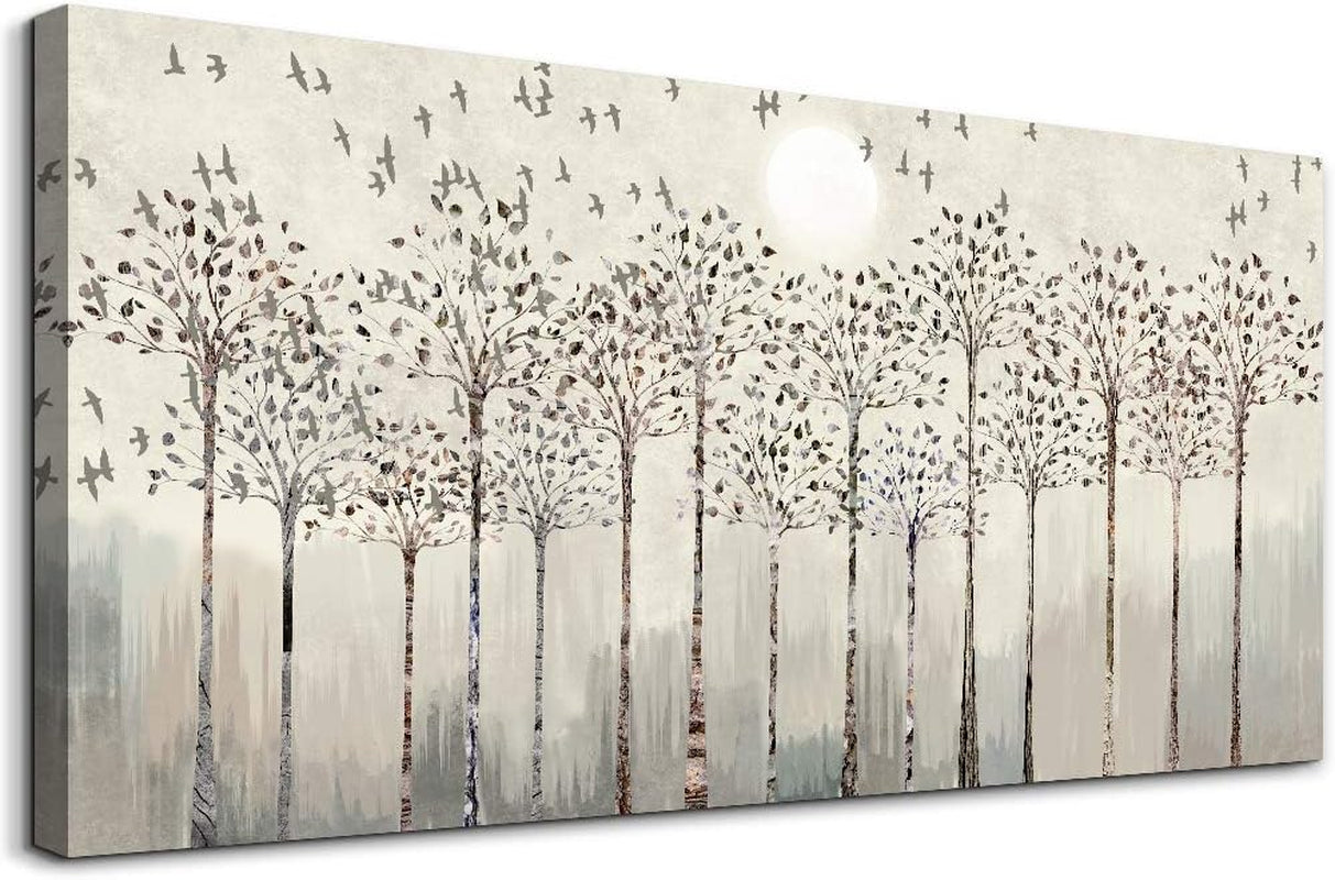 Stunning Abstract Canvas Wall Art with Trees and Birds - Perfect for Living Room, Kitchen, Office & Bedroom Décor - Large Modern Home Decoration Prints