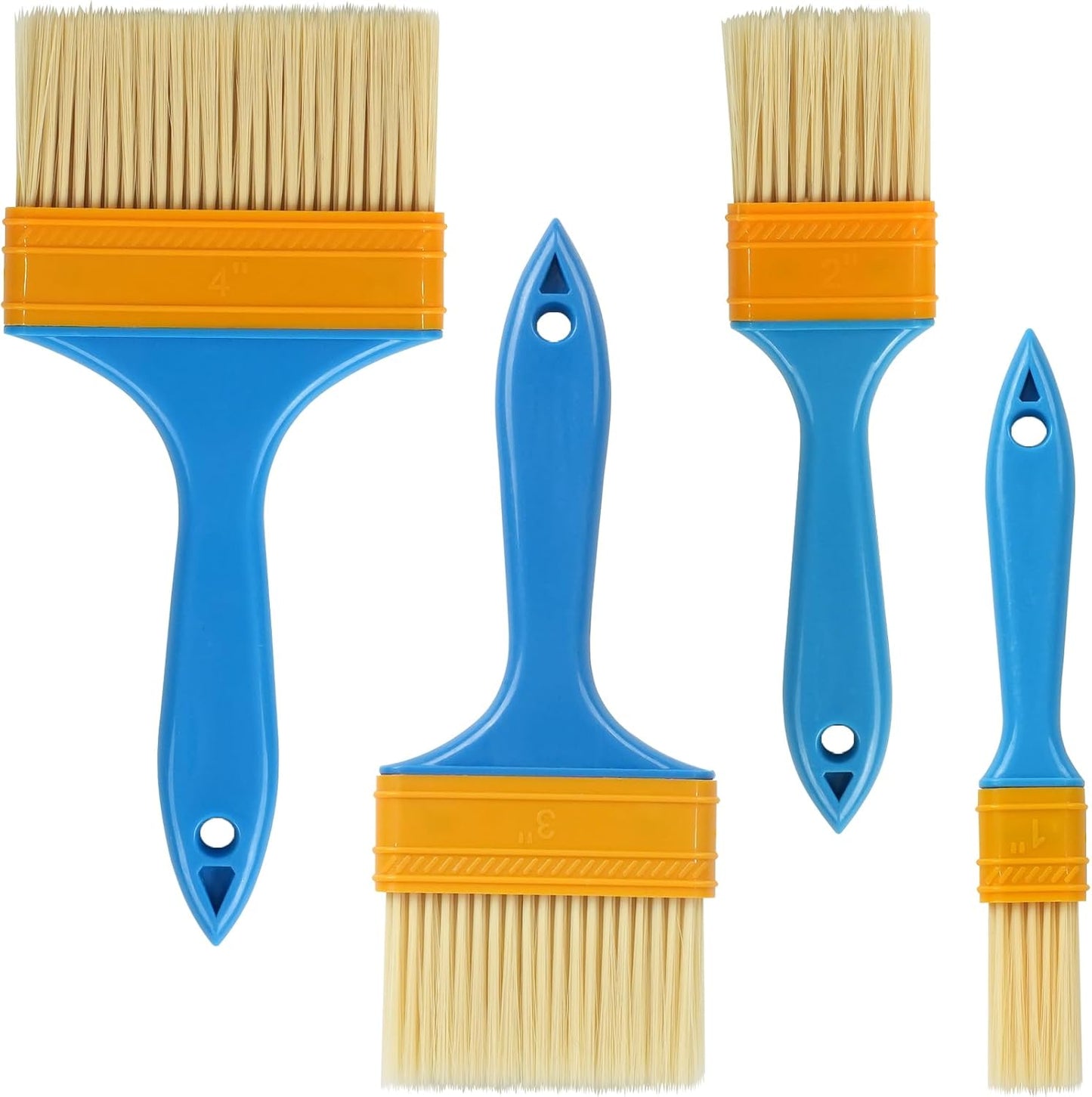 Pro Grade Waterproofing Paint Brushes - 4-Piece Flat and Angle Paint Brush Set for All Latex and Oil Paints & Stains - Home Improvement - Interior & Exterior Use
