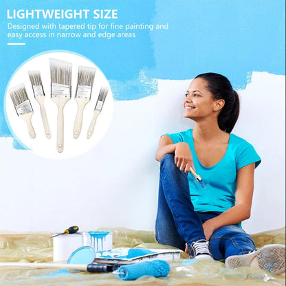 Paint Brushes Set of 8，Small Trim Edge Oil Paint Brushes,Round and Flattened Angled Painting Tools with Wooden Handle for Walls and Home Improvement