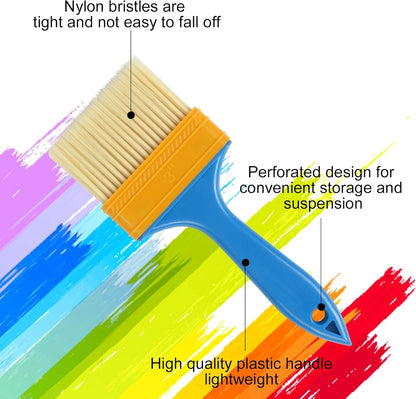 Pro Grade Waterproofing Paint Brushes - 4-Piece Flat and Angle Paint Brush Set for All Latex and Oil Paints & Stains - Home Improvement - Interior & Exterior Use