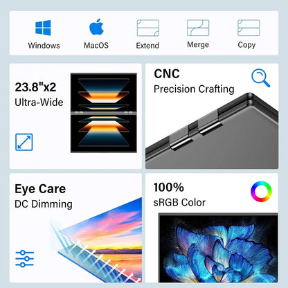 InnoView Foldable 23.8" Dual Monitor-INVPM609